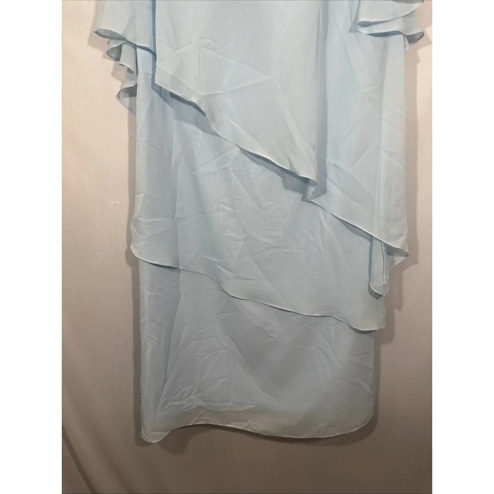 NEW UNBRANDED [ 18W ] Sheath Column Knee Length Chiffon with Beading Light Blue